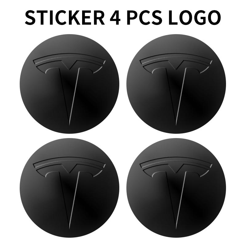 4 ks Pro Tesla středové krytky kol Sada krytů loga pro Model 3 Y S X, Náhradní emblém krytu náboje, Matná černá & Stříbrná černá
