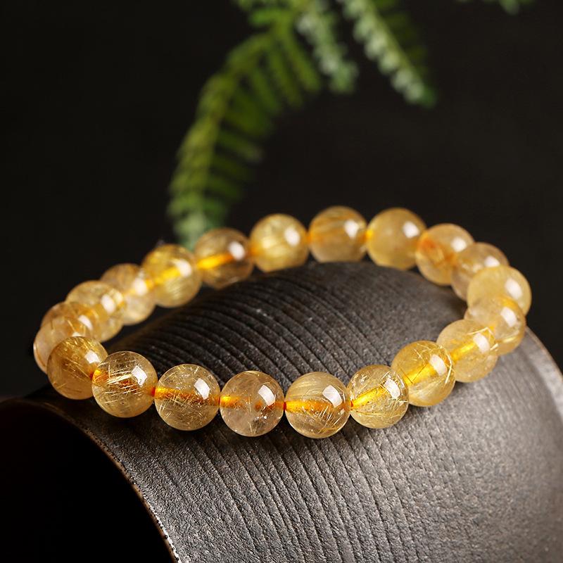 9mm Blond Armbånd Naturlig Blond Titanarmbånd Hårkrystallarmbånd