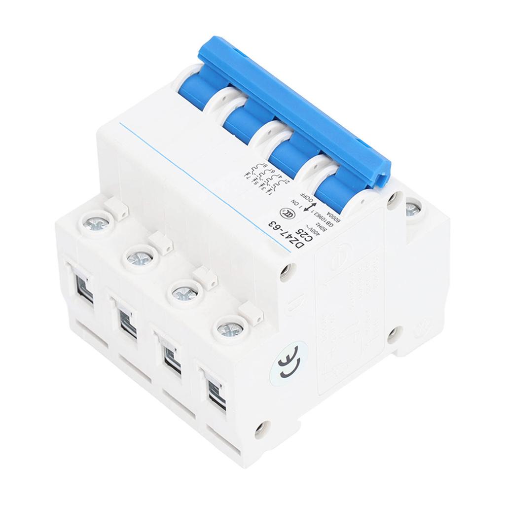 Miniature Circuit Breaker 4P Residual Current Isolator DIN Rail Mount AC 400V 25A