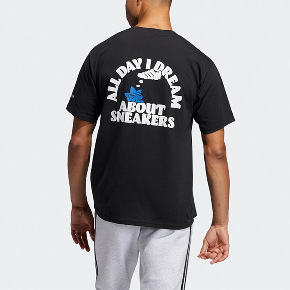 Adidas Originals Trefoil Cloud Logo Print Sport Crew Neck Short Sleeve T-Shirt Men Tops Black H16233