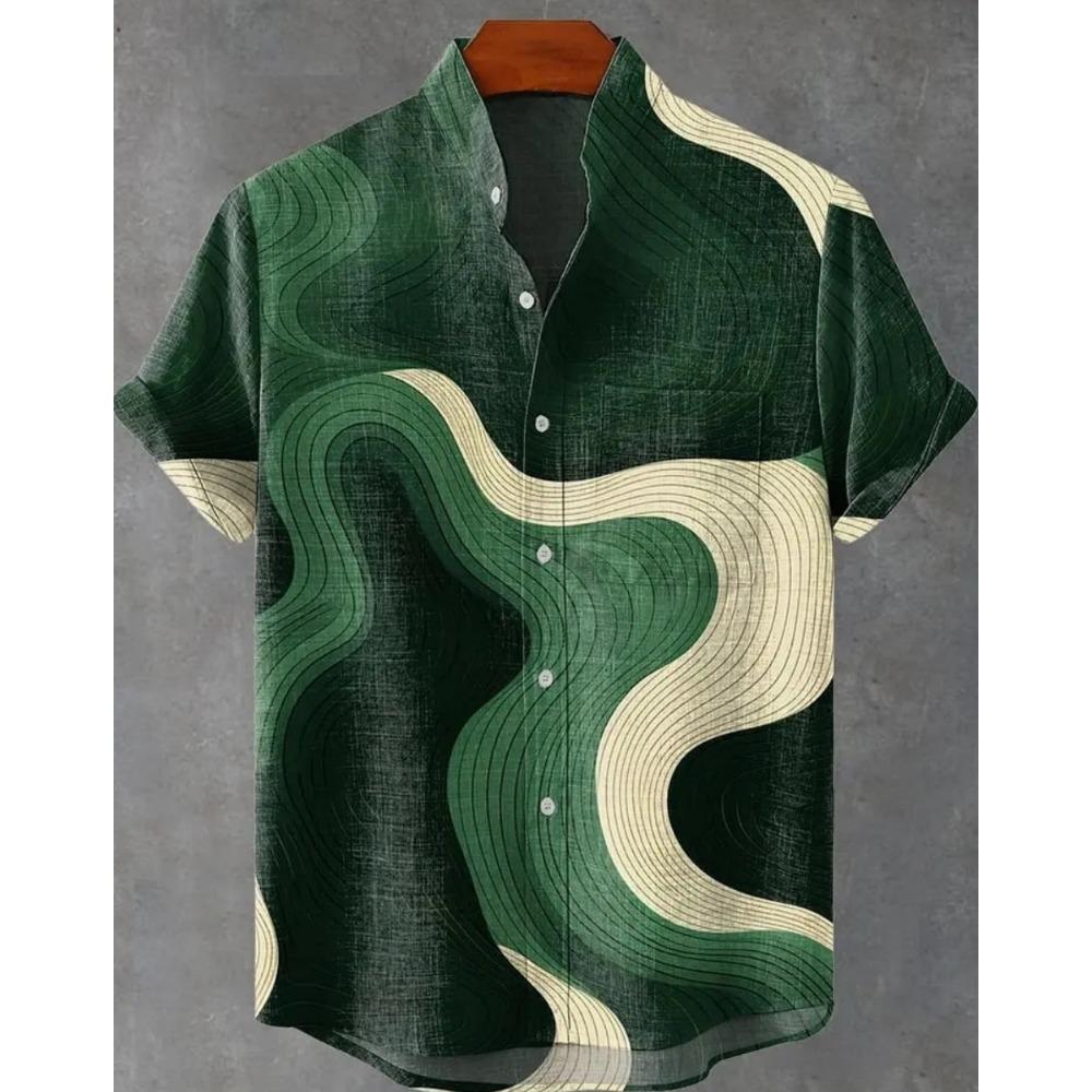 New Men's Printed Hawaiian Shirt Casual Short Sleeve Top Loose Clothing Fashion Vintage Summer Shirt