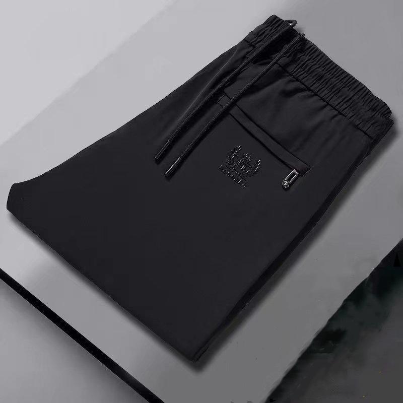 Men's Summer Ice Silk Quick-Dry Pants, Casual All-Match, Elastic Waist, Large Size, Suitable for Middle-Aged and Young Men.