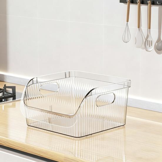Kitchen Seasoning Organizer with Dividers Clear Plastic Storage Box for Spice Packets Sauces Stackable Dustproof Storage Box for Pantry Cabinet