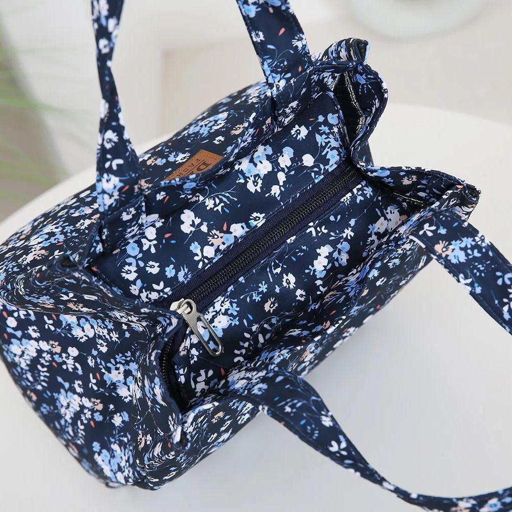 Marken-Handtasche mit Blumenmuster und Reißverschluss, halb geschlossen, für die Arbeit, Lunchbox-Tasche mit Aluminiumfolien-Isolierung innen