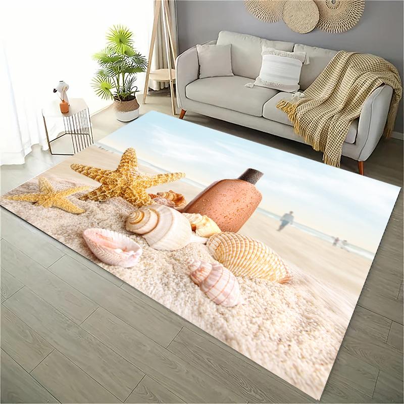 Ocean and Beach 3D Printing Large Area Carpets for Home Living Room  Kids Bedroom Sofa Doormat Kitchen Floor Rugs Anti-slipDecor