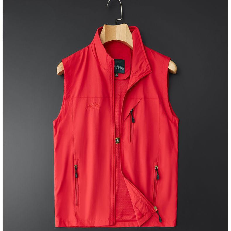 

Большой размер мужской тонкий жилет без рукавов куртка весна-лето воротник стойка жилет повседневный жилет 6XL красный