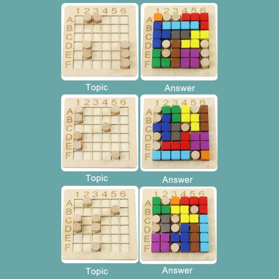 1 Set Jigsaw Board Toys Filled with 3D Colorful Building Blocks Intellectual Game Thinking Exercise Assembly Toy Wooden Puzzle Board