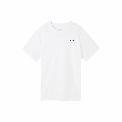 Men's White Solid Color Embroidered Logo Basic Short-Sleeve T-Shirt