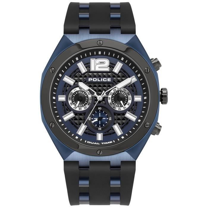 Montre - POLICE WATCHES - KEDIRI PL.15995JSBLU03P - Sport - Noir - Bleu - Quartz - Analogique