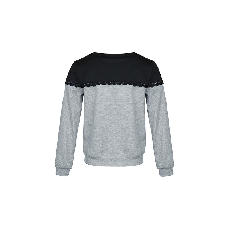 YYFS Blusas y camisas de manga larga con cuello redondo y encaje informal a la moda para mujer