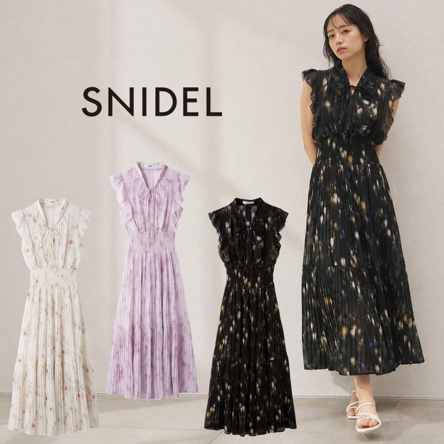 SNIDEL Sustainable Ruffle Pleated Dress swfo262045 Women s Long Dress Flare Silhouette Sleeveless SNIDEL