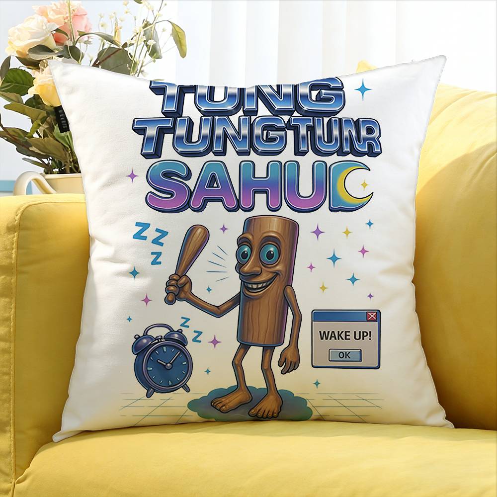 Tung Tung Tung Sahur World Various Sizes Square Pillow Case For Car Home Bedchamber Decor