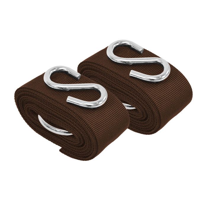 Fixation d'hamac - dhamac - bande brune - résistant à la déchirure - capacité 150 kg - 640 cm de longueur totale