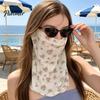 UV Blocking Neck Scarf Women Face Sun Protection Mask, Cotton Dot Print Polka Veil Cover, Foldable Gaiter for Driving Cycling Camping Outdoor