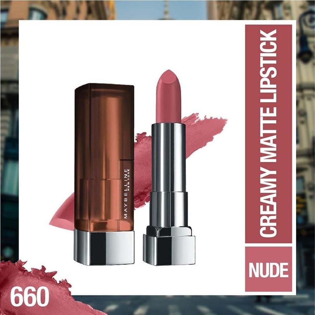 Maybelline New York Color Sensational Creamy Matte Lippenstift 3,9g Intensiv Feuchtigkeitsspendend Farbton 660 Touch of Spice