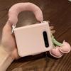 Book Style Pink Case for Samsung Z Flip6 zflip5 OPPO Find N3 N2Flip/Xiaomi Mix Flip2 Casing Cover Cute Cherry Pendant