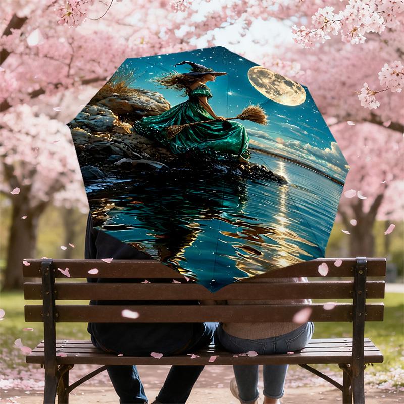 1PC Witchcraft Moonlight Umbrella-8-Rib Reinforced, Automatic Open, Lightweight & Durable, Cute Fashion Accessory for Outdoor-T146