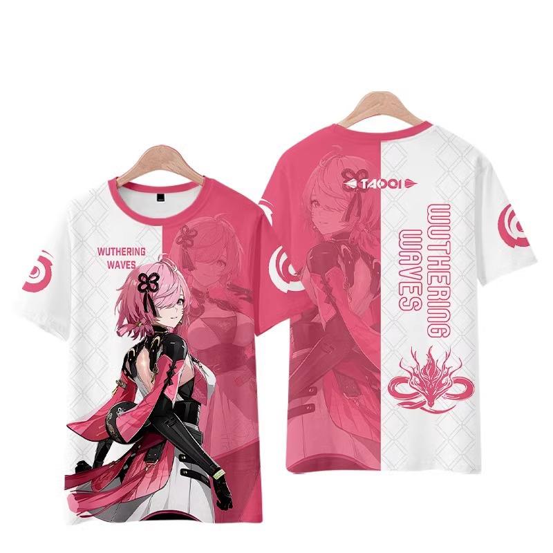 Tricouri Wuthering Waves Cartethyia Imprimate 3D Vară Bărbați Femei Mânecă Scurtă Gât Rotund Tricou Top Harajuku Y2k Anime Cosplay Costum