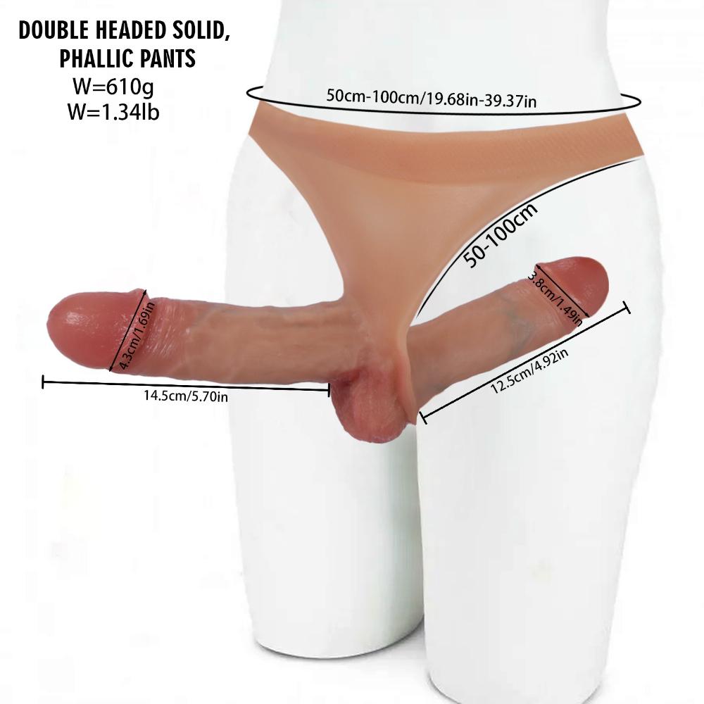 Strapless Strap-On Harness Dildo for Lesbian Couples, Double Penetration, Realistic Silicone, Adjustable BDSM Underwear for Role Play