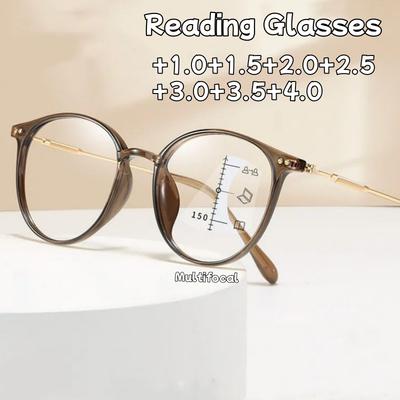 Multi-focal Progressive Reading Eyeglasses Vintage Large Spectacle Frame Frame Trendy Anti-blue Light Myopia and Hyperopia Presbyopia Glasses