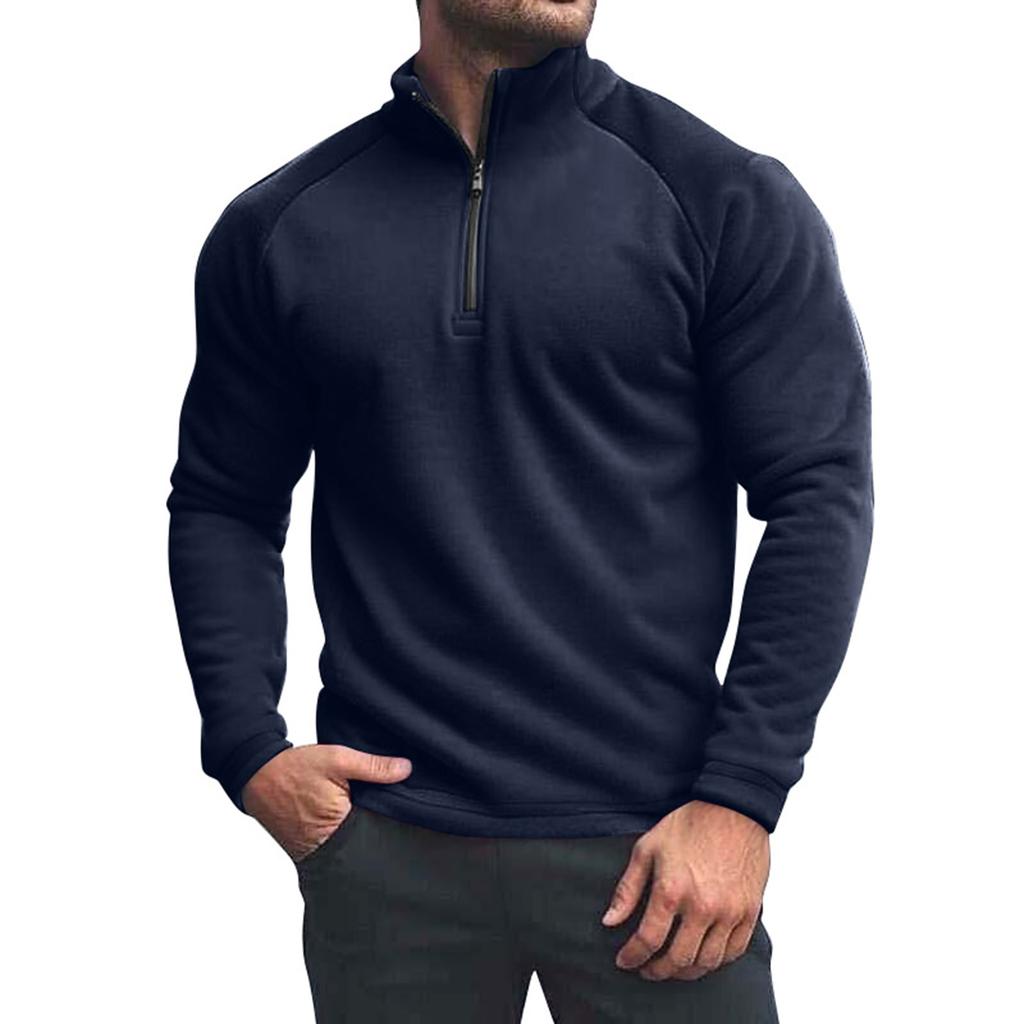 Men's Color Half-Zip Sweatshirt Men's Sports Large Size Casual Pullover Sweatshirt