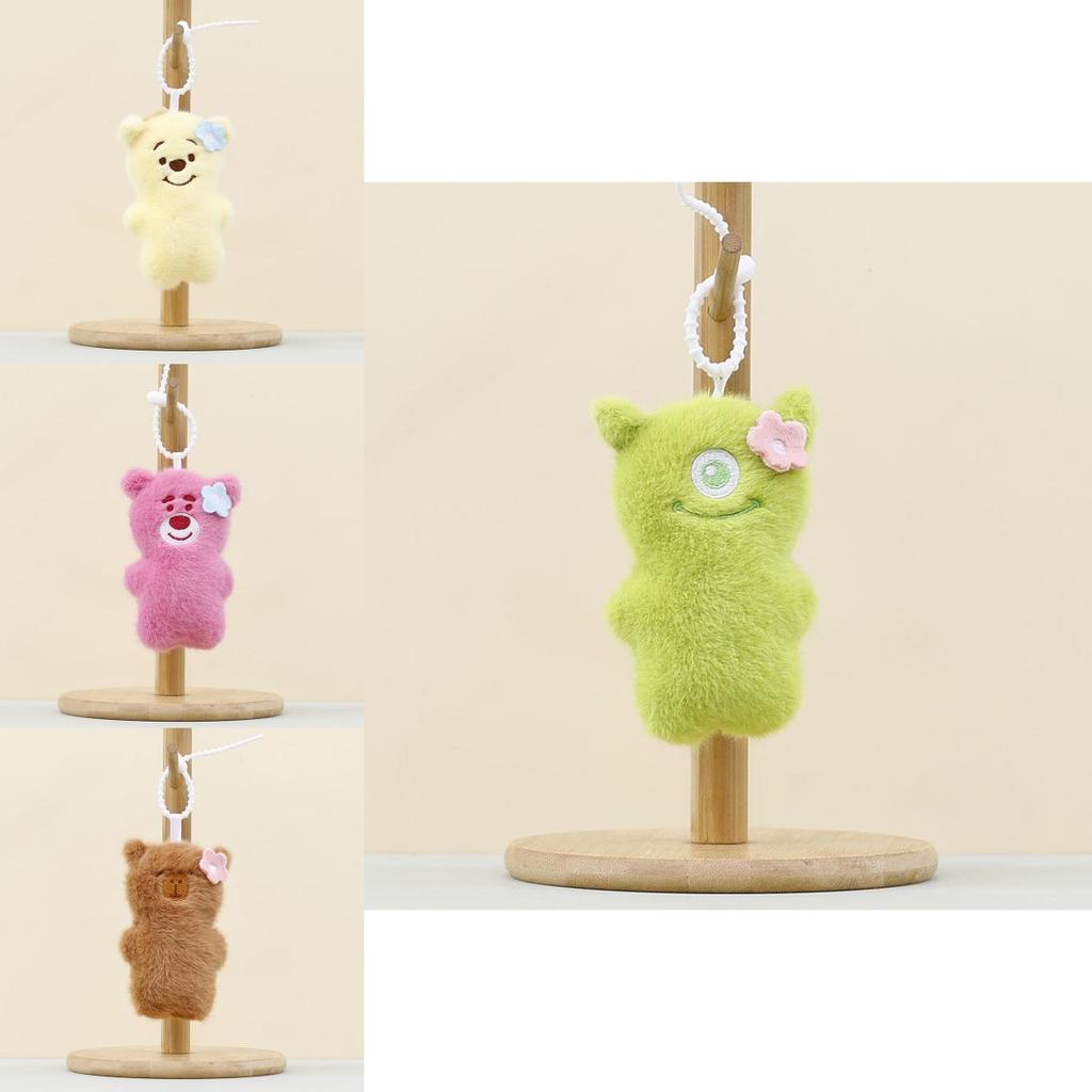 Plush Animal Keychain With Straw Bear And Capybara Designs For Kids And Gift Enthusiasts