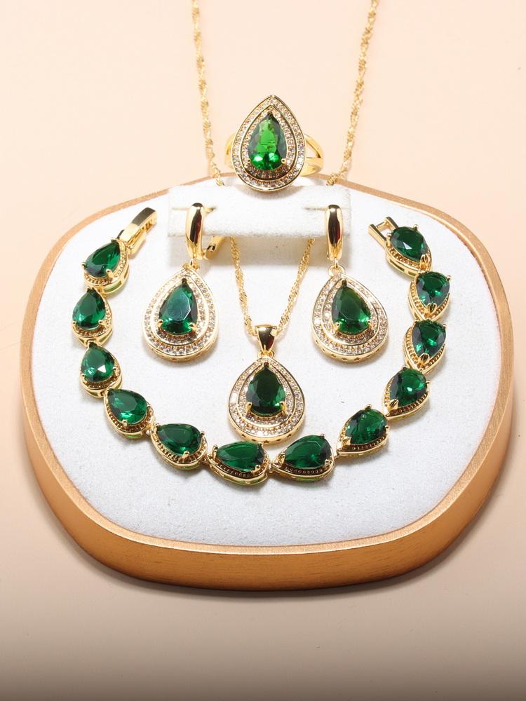 African Nigeria  Gold Plated Luxury Jewelry Sets Italian Wedding Dress Cz Accessories 13-Colors 5-Piece Sets For Women  Gift