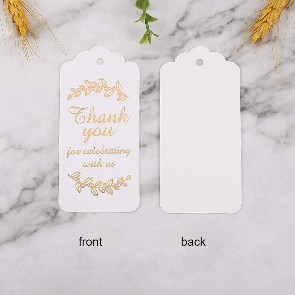 100pcs Gold Foil Thank You Tag Packing Decoration Boxes Card Wrapping Hang Label Diy Wedding Party Handmade Gift Tags 4.5x9.5cm