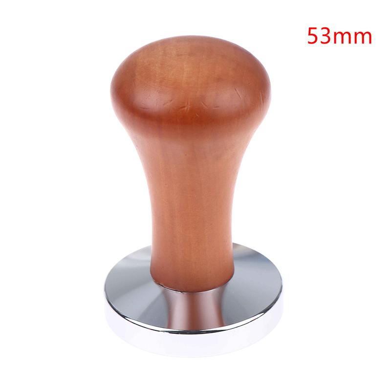 49/51/53/58MM Wood Coffee Tamper Internal Spring Balanced Force Coffee Hammer Stainless Steel Base Barista Tools