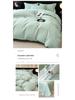 Luxury Pure Cotton Flannel Four-Piece Bedding Set: Solid Color Embroidered Bed Sheet & Duvet Cover Gift.