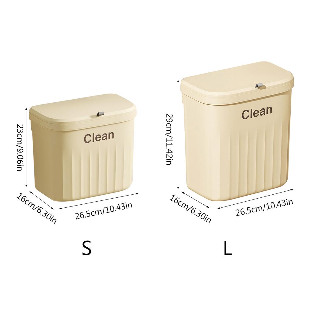8.5/12L Wall Mounted Kitchen Trash Can Large Capacity Kitchen Garbage Cans with Lid Hanging Trash Bin for Bathroom Decor