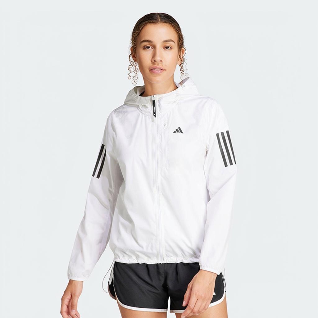 adidas Jaqueta com Capuz de Manga Comprida Listrada Colorblock Own The Run Feminina Agasalho Branco IK7445