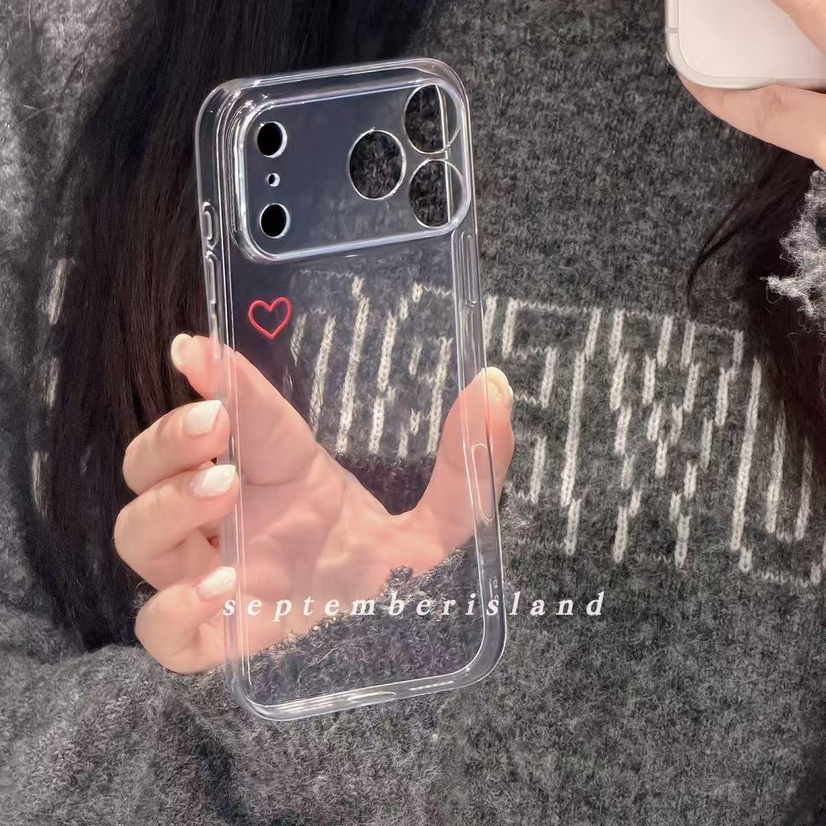 

Small Red Heart Case for Apple iPhone 12/13/16/17 Pro Max - Full Coverage & Transparent iPhone 15 Pro