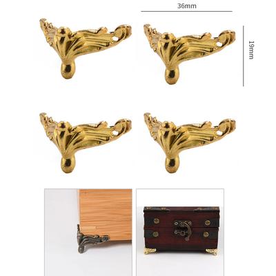 4PCS Antique Corner Protector Zinc Alloy Jewelry Box Wooden Case Decorative Feet Leg Metal Corner Protector Hardware Bracket
