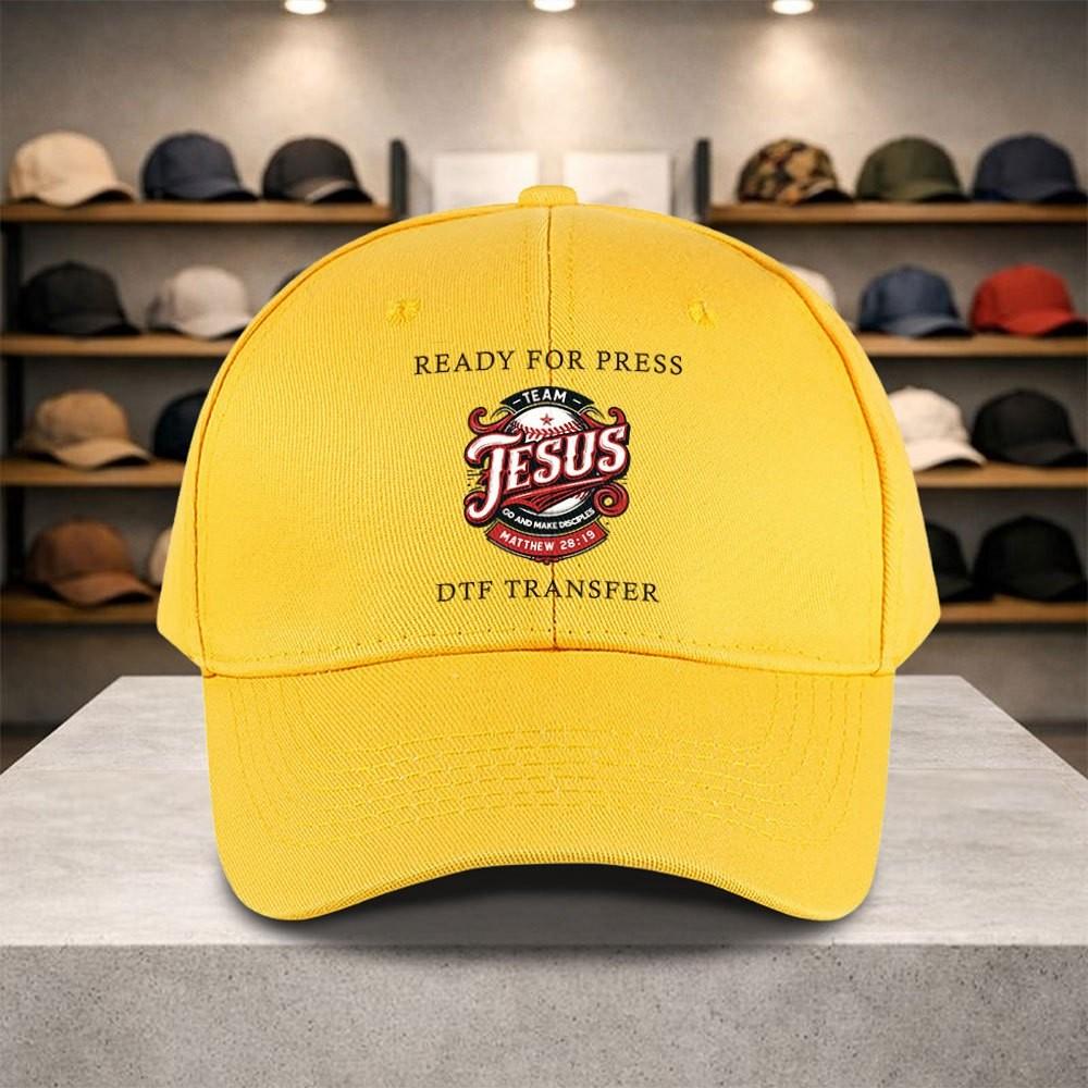 Team Jesus Graphic Baseball Cap Adjustable Polyester Solid Color Outdoor Sports Snapback Hat