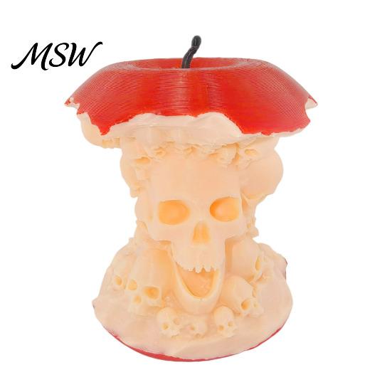3D Printed Skull Art Apples Figurine, Spooky Skeleton Personalized Holiday Present Sculpture, Halloween Gothic Desktop Decor, Macabre Home Accents красный