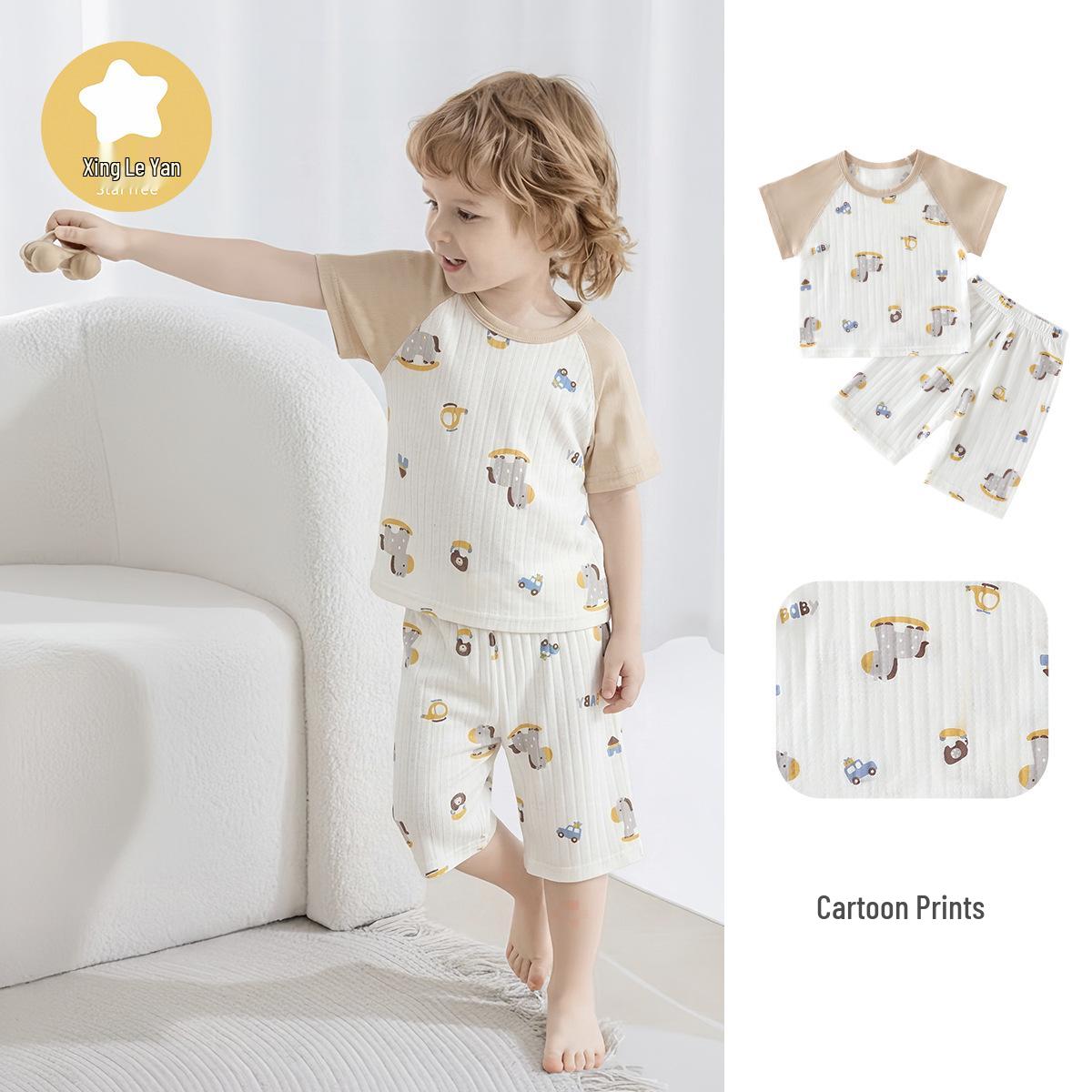 2026 Summer Breathable Cool Children s Short Sleeve Cotton Set 100
