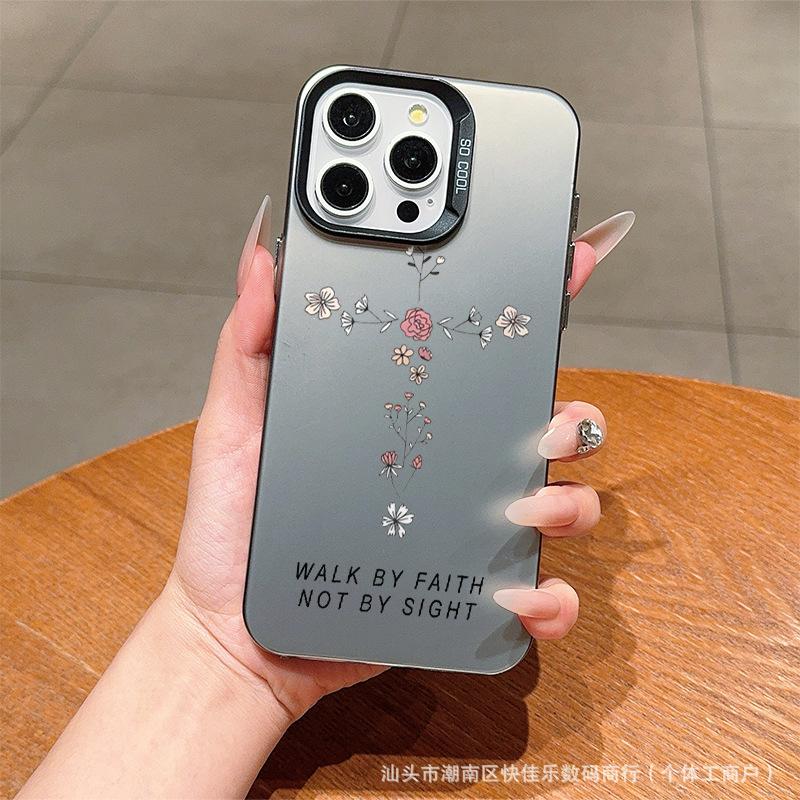 Cross Flower for Apple 11/12Promax niche 13/14/15 Pro creative phone case 16plus