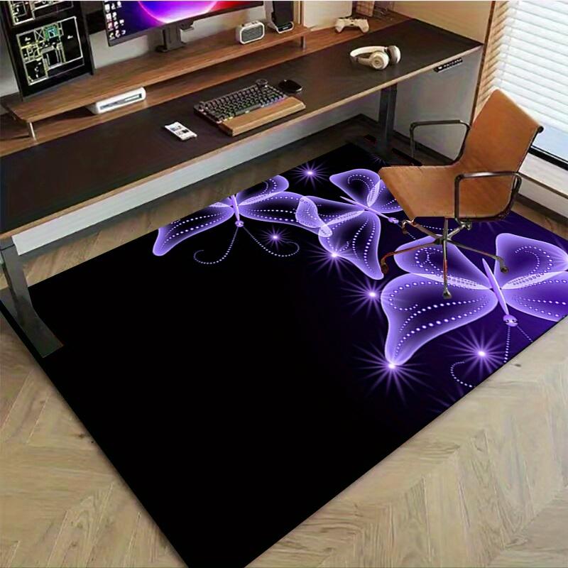 1pc. Purple Butterfly Home Decorative Rug Office Chair Mat Outdoor Carpet Gift for Women Girls Kids Room Bedroom Living Room