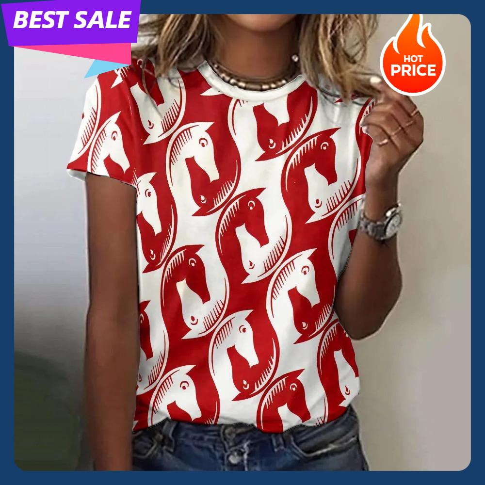 Animal Graphic T Shirts Woman Clothing Summer O-Neck Woman Clothes Korean Y2K Many Clothes Cute Female Clothing Fashion Tops