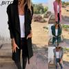 Women's Fall/Winter Mid-Length Knit Cardigan Lightweight Wool Blend Jacket