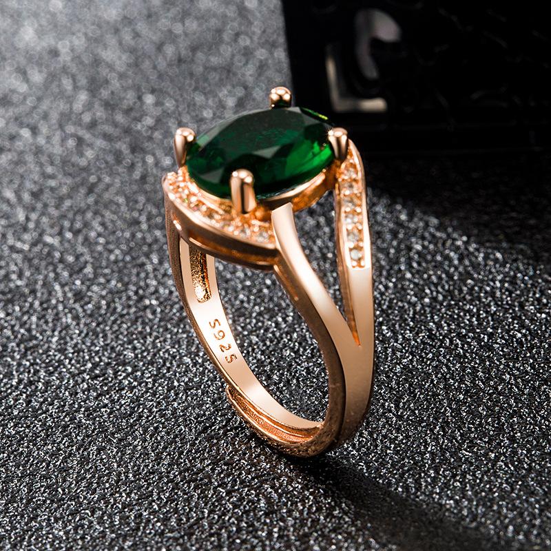 Sace Gems Pierścionek ze stopu miedzi z zieloną cyrkonią. Damski prezent ślubny
