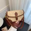 High-end Fashion Small Square Bag Women's New Retro Printing Contrasting Color Saddle Bag Shoulder Bag Messenger Bag Women