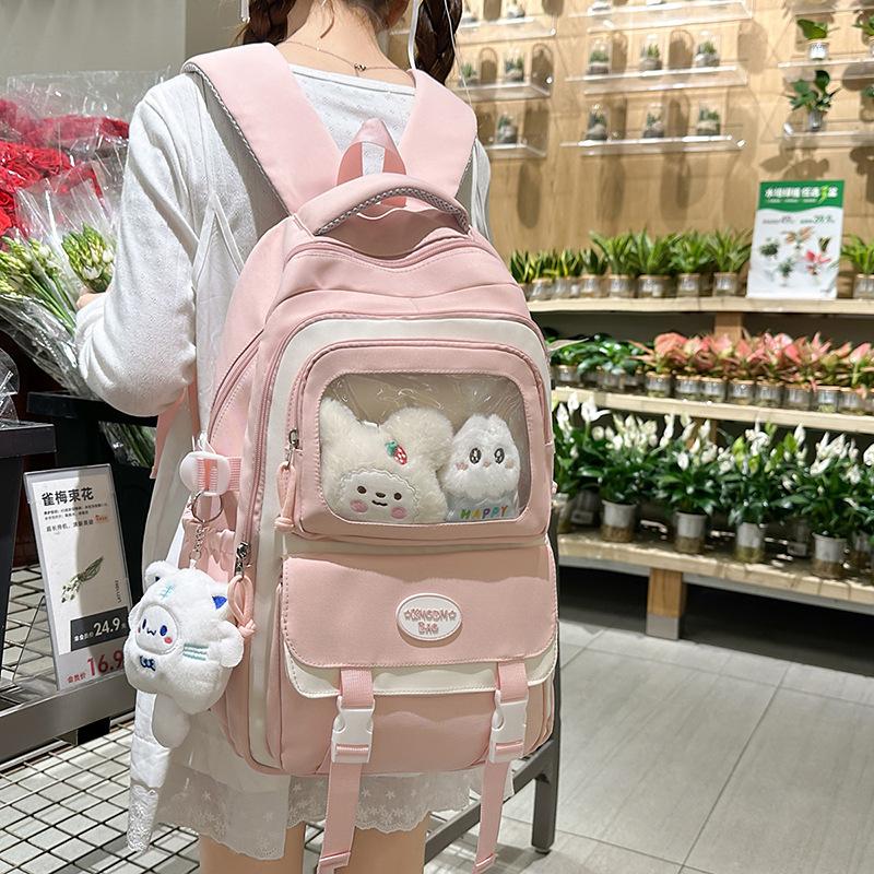 Yto Home Unisex Kids Black/Pink/Purple Niche Design High Value Japanese Cute Girl Schoolbag Large Capacity Junior High School College Students Backpack
