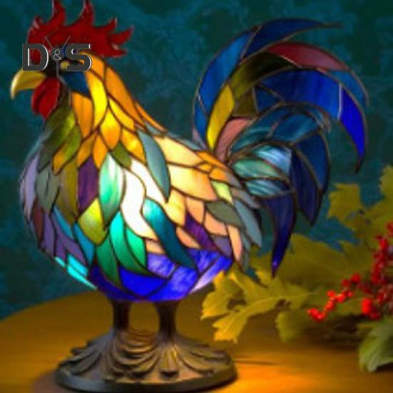 Stolní lampa s motivem zvířat z barevného skla, na baterie, vintage noční světlo se zvířaty, domácí kancelář, ložnice, dětský pokoj, noční lampa