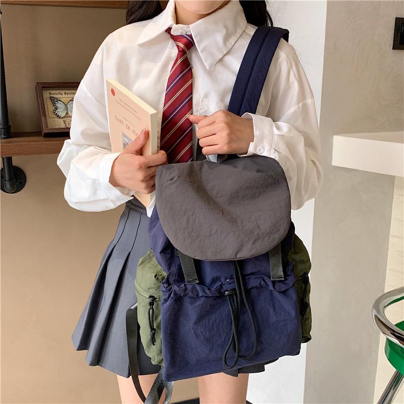 Schoolbag leisure college style student contrasting nylon backpack women's 1011 new fashion large-capacity mountaineering bag