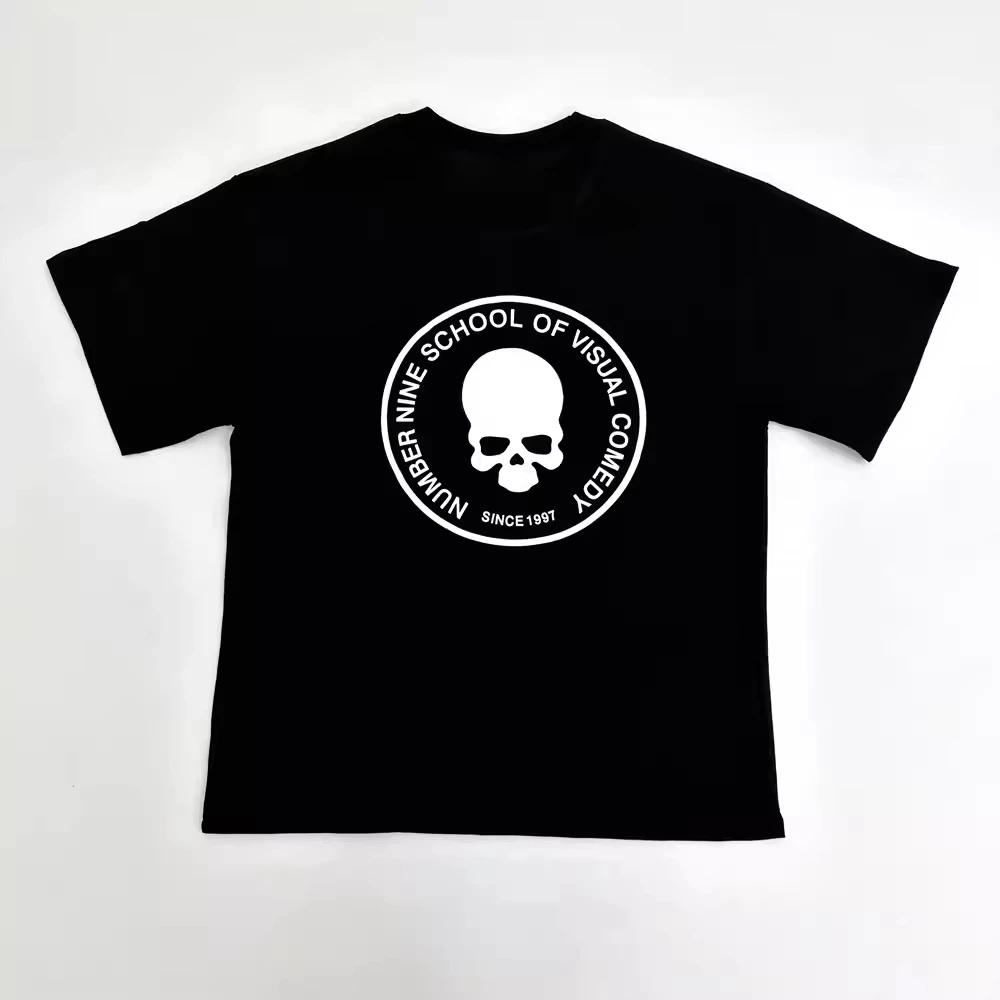 2025 Number Nine 04S Skull Print Y2K Printed Short Sleeve T-shirt Men Women European American Top Summer T Shirt Tops Clothing
