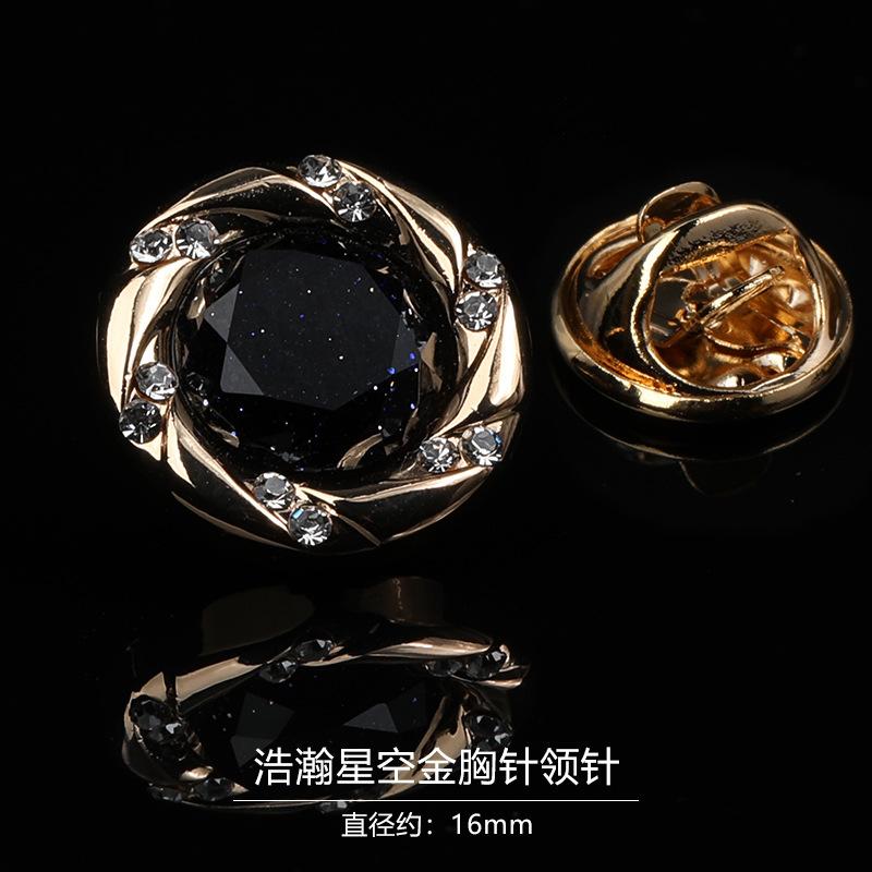 Fashion Brooch Collar Pin Men'S Suit Corsage Suit Badge Personality Trend Badge Crystal Accessories Gift Box