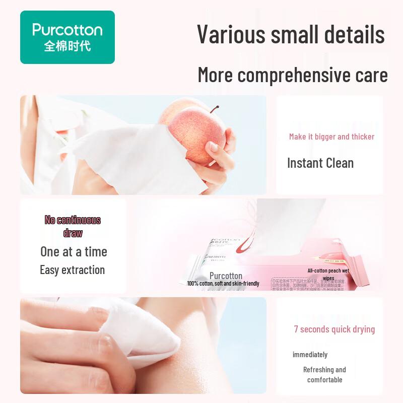 PurCotton Flushable Wet Wipes, 60 Sheets x 3 Packs
