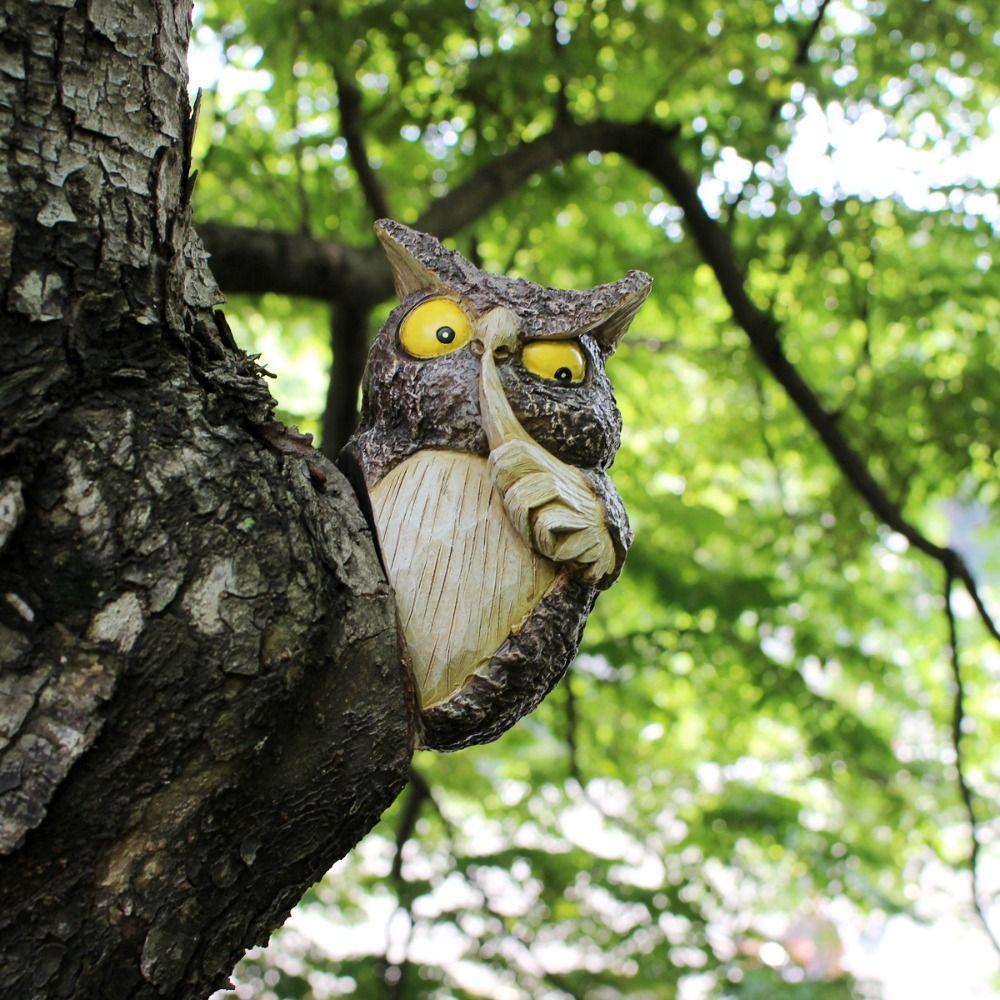 Personified Owl Tree Hanging Simulated Tree Decorations Pendant Miniature Figurine Sculpture  Home